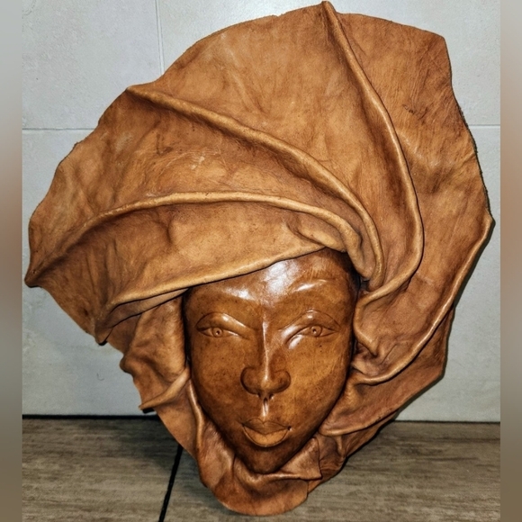 Haitian Vintage Folk Art Leather Faces Masks Set Of 3 - Picture 9 of 16